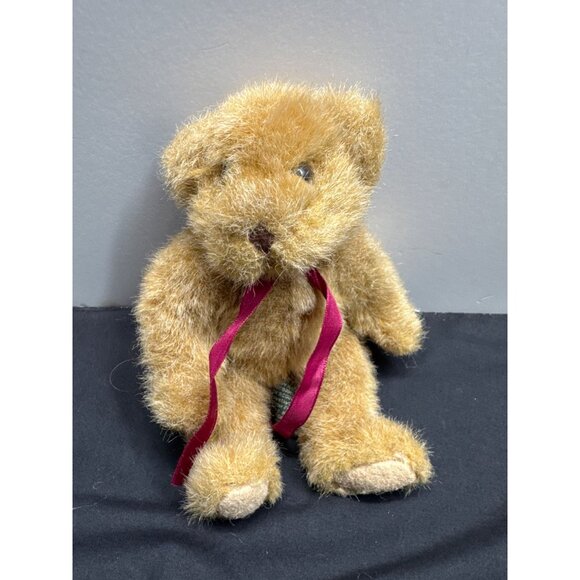Russ Berrie Chadsworth Teddy Bear 9" Plush Brown Stuffed Animal With Pink Ribbon - Picture 1 of 5
